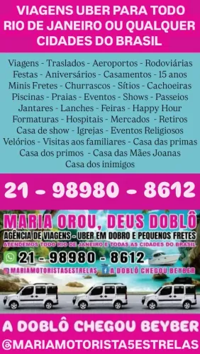 UBER EM DOBLÔ, COM MOTORISTA MULHER OU HOMEM PARA TODO RIO DE JANEIRO E CIDADES DO BRASIL