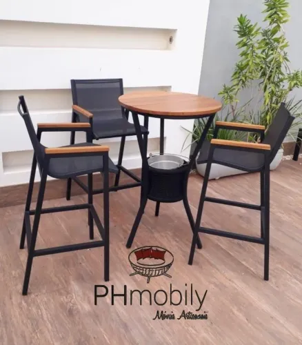 Conjunto elegante de bistrô, de alumínio com tela slign 