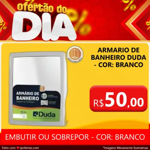 ARMARIO PARA BANHEIRO COM ESPELHO BRANCO - EMBUTIR OU SOBREPOR - DUDA