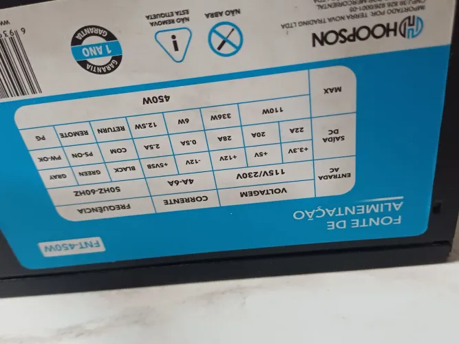 Fonte ATX Hoopson FNT-450W