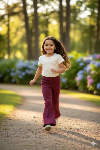 Calça em malha tipo flaire infantil 4/6 anos Nova, cor Marsala