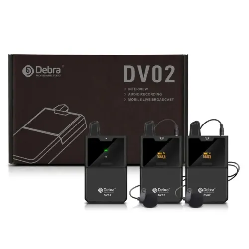 Microfone Lapela Sem Fio Duplo Uhf Debra Dv02