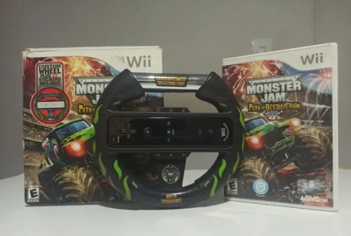 Jogo Monster Jam Path Of Destruction com volante para Wii, aceito cartão