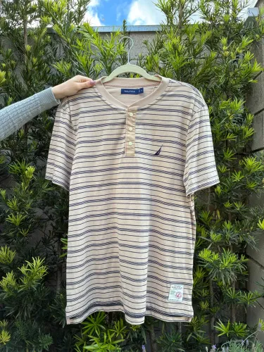 Camiseta náutica bege masculina
