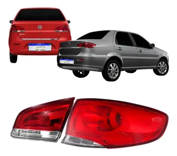 Par Lanterna Fiat Siena 2008 2009 2010 2011 2012 A 2016 Ld Direito/passageiro Vermelho
