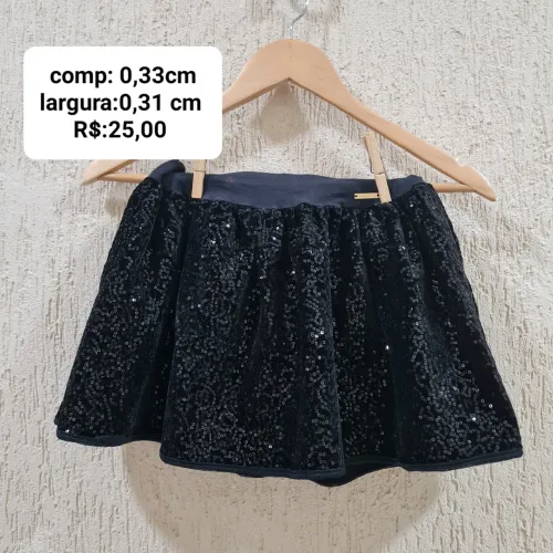 saia preta de paitê infantil