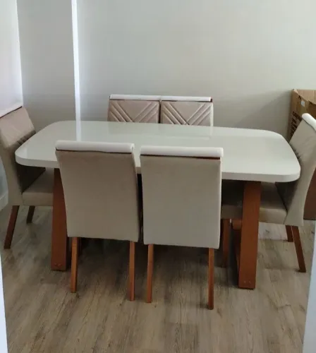 MESA DE JANTAR 180x90 CADEIRA EM LINHO PRONTA ENTREGA 