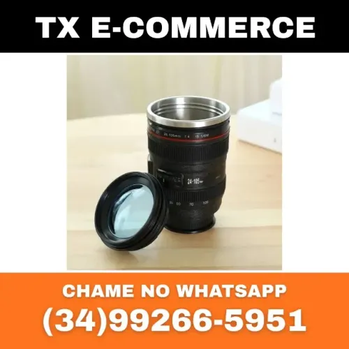 Caneca Térmica Lente - Modelo em Lente de Câmera para os amantes de Fotográfica Fotógrafos