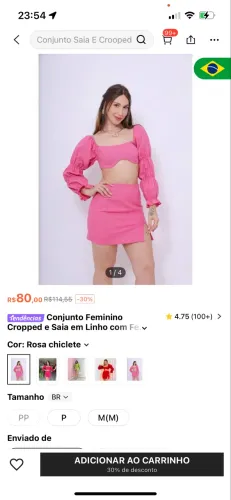 Conjunto em linho rosa