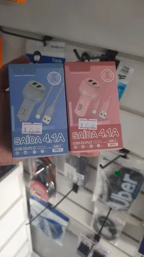 FAZEMOS ENTREGA * Carregador veicular USB duplo com carga rápida,