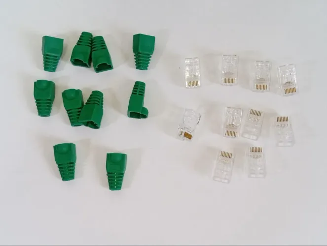 Kit com 10 conectores RJ45 CAT6 com capa