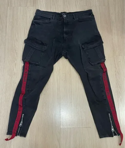 Zara - Calça Cargo Jeans Rara