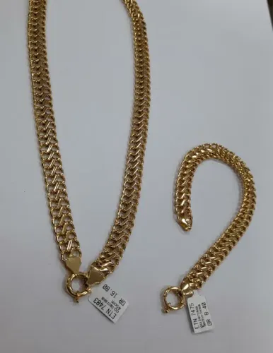 Conjunto de Colar e Pulseira em Ouro 18k