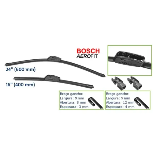 PALHETA RODO GANCHO 24" 16" 600MM 400MM AEROFIT HB20 12> IX35 UNO 10> IDEA 05>10 MOBI 16>