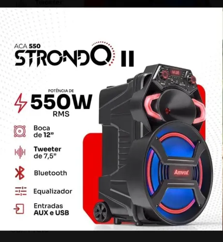 Caixa de Som Amplificada Amvox ACA 550 Strondo II 550W