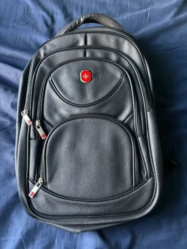 Mochila De Couro Sintético Preta
