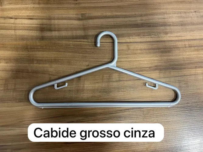Cabide De Plástico Cinza Grosso