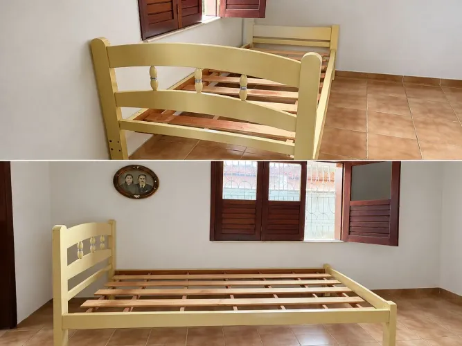 Cama de madeira retrô