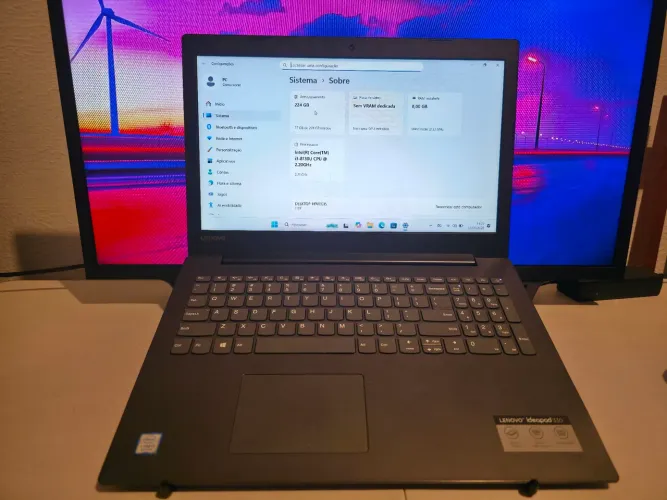 Notebook Lenovo ideapad i3 com 8gb de memória e 240gb de SSD tela de 15"