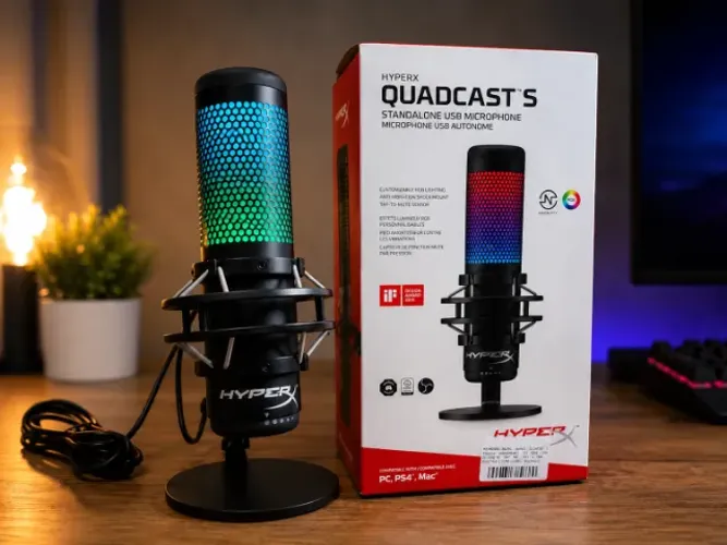 Microfone Condensador HyperX QuadCast S RGB USB C