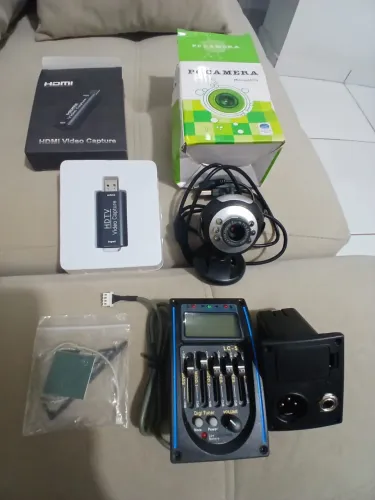 Kit (Webcam, placa de captura e adaptador para deixar violão elétrico)