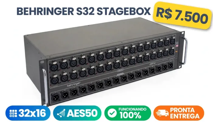Stagebox Behringer S32 32x16 AES50 - Para X32 / Wing / M32 - Impecável