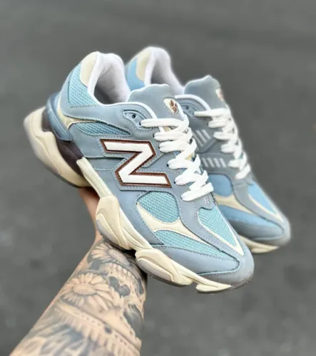 Tênis New Balance 9060 Blue Hazy Azul Claro Couro Legitimo Unissex PREMIUM