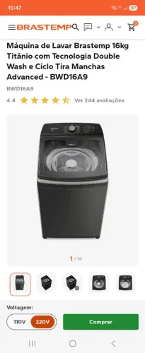 Máquina de Lavar 16kg Titanium Brastemp 220v
