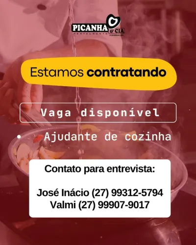 VAGA AJUDANTE DE COZINHA