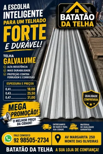 Telha Galvalume com Entrega para o Interior ! Aproveita que ainda estamos com as promoçoes