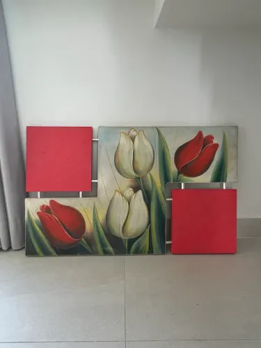 Quadro decorativo pintado a mão tulipas - sala/quarto