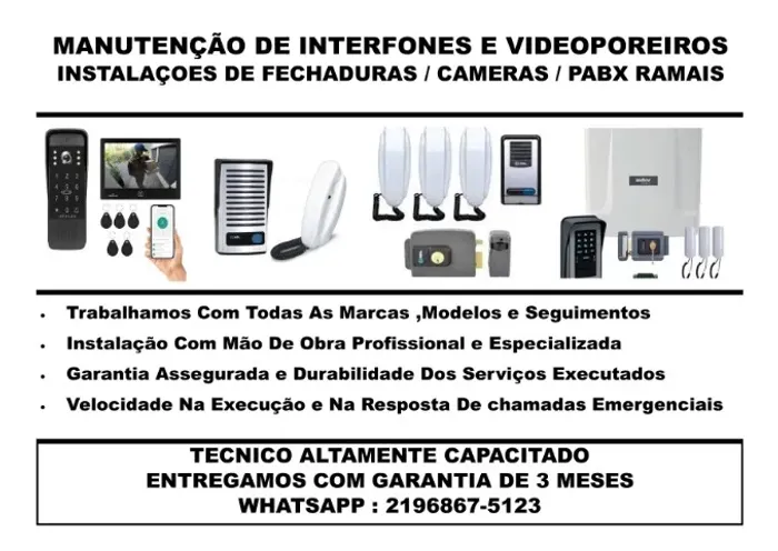 TECNICO DE INTERFONIA / CFTV / FECHADURAS