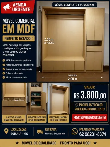 Móvel Comercial MDF Loja/Salão/Closet - Perfeito Estado - Oportunidade