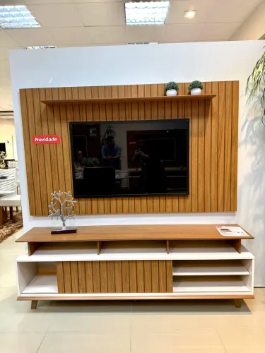 Rack Flow com painel Lume DJ Móveis, ideal para TVs até 65? - Entrega Imediata;