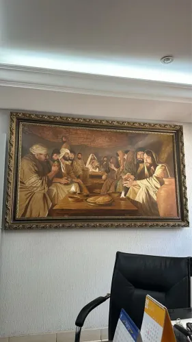 Quadro óleo sobre tela artista Charles Keller, SANTA CEIA, 1,80m x 1,00m