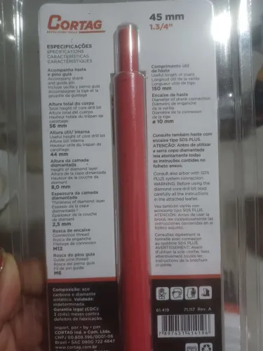 Serra copo diamantada 45mm