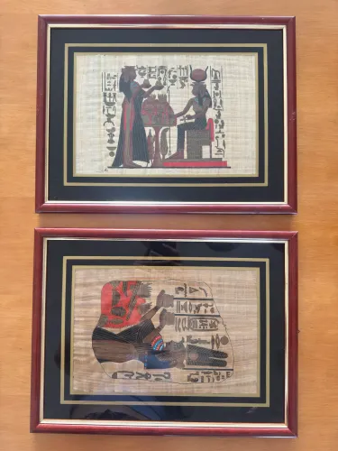 Dupla de Quadros: Pinturas em Papiro Egípcio