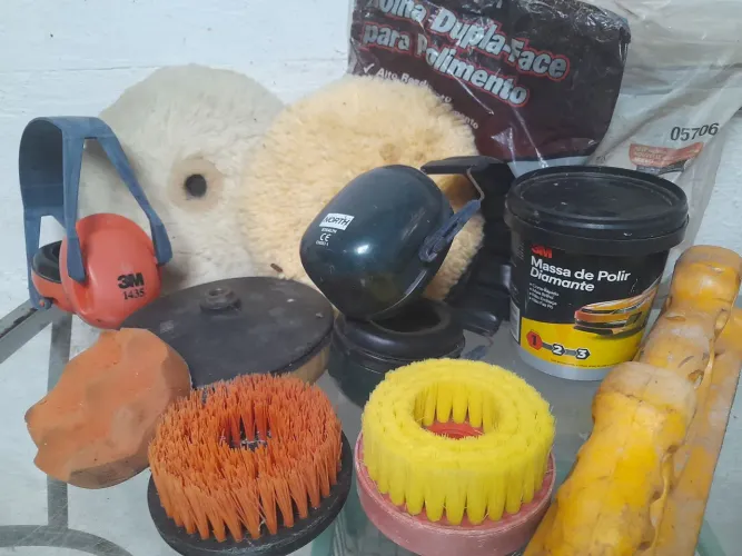 Boina de LÃ politriz +escova drill lavagem a seco + massa de polir+kit polimento 3M