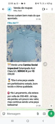 Camisa em perfeito estado de conservação