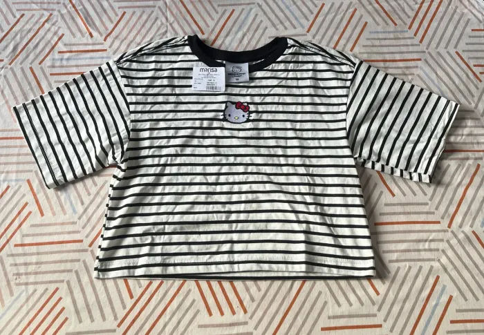 Blusa Infantil Cropped Hello Kitty NOVA E COM ETIQUETA, tamanho 10, Marisa