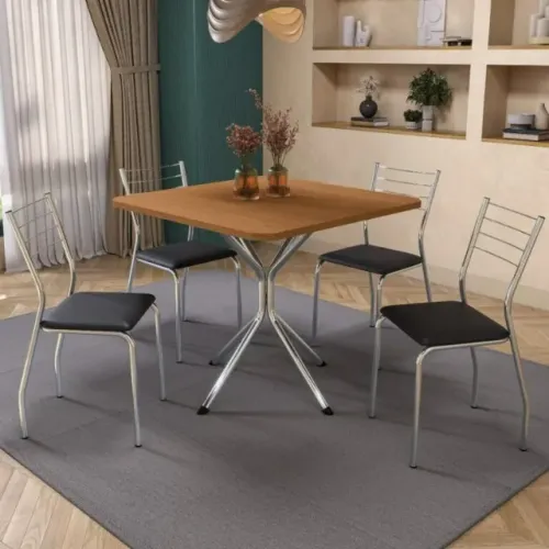 Novidade em estoque!! Mesa Creta 0,90 com 4 Cadeiras Malta Cromado/Canela