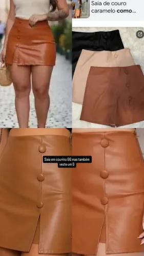 Saia em courino cor caramelo