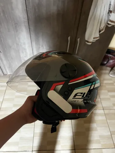 Capacete Fly Jet HG Vortex Preto/Vermelho - Tam. 58