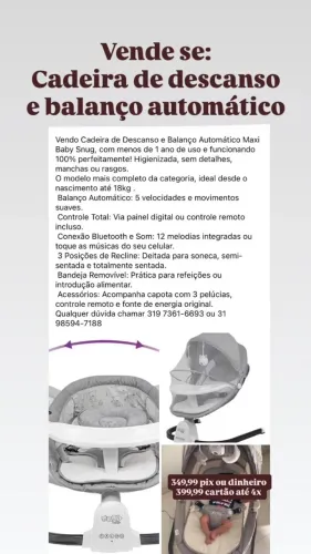 Vende se Cadeirinha de Balanço Automatica