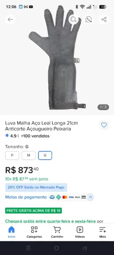 Luva de aço semi nova