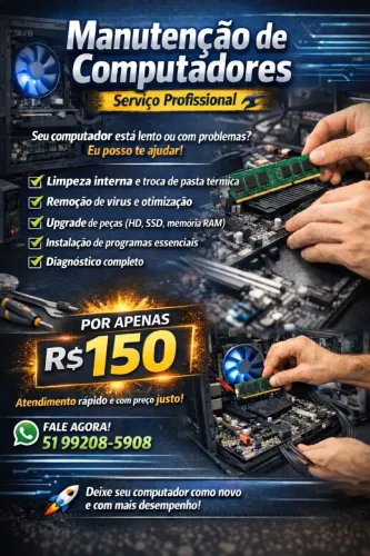 Conserto de PC Rápido e Barato - Só R$150!