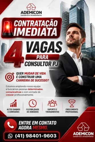 VAGA DE EMPREGO PJ 100% comissionado
