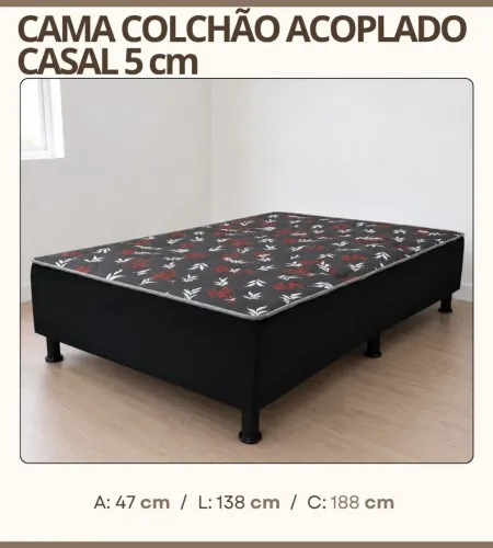Cama box acoplado de 5 centímetros casal