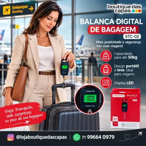Balança Digital de Bagagem Tomate STC-02 MALA MOCHILA VIAGEM PORTATIL