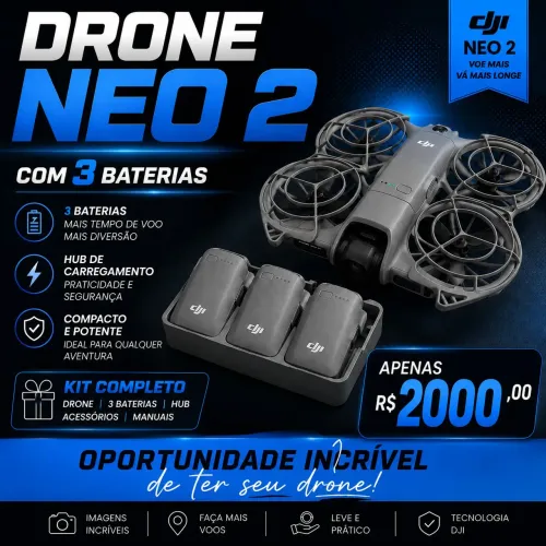 Drone neo 2 com 3 baterias e carregador